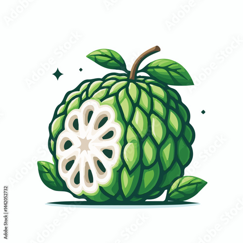 cherimoya, green, fruit, fresh, food, ripe, exotic, sweet, tropical, organic, custard, background, healthy, raw, annona, white, custard apple, delicious, tasty, isolated, dessert, seed, half, chirimoy