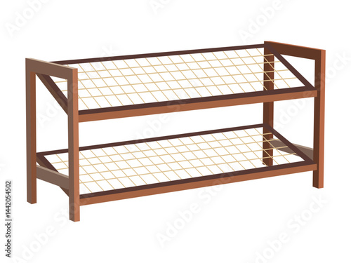 Modern wooden storage rack with grid design and two shelves for home organization