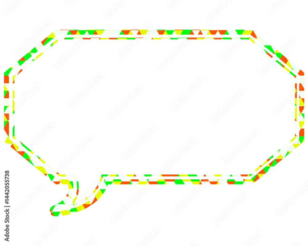 Fototapeta premium ステンドグラス風吹き出し 三角形模様 細長い八角形