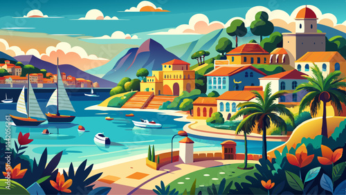 Mediterranean sea French riviera Summer holidays background