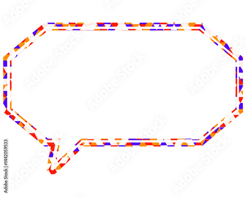 ステンドグラス風吹き出し　三角形模様　細長い八角形