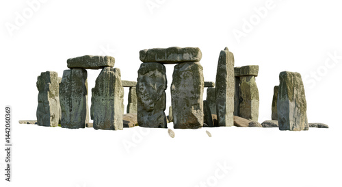 Isolated Ancient Stone Henge Monumental Structure against White Backdrop photo