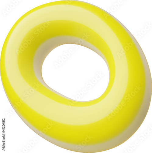 Jelly 3D candy in yellow ring shape vector illustration.