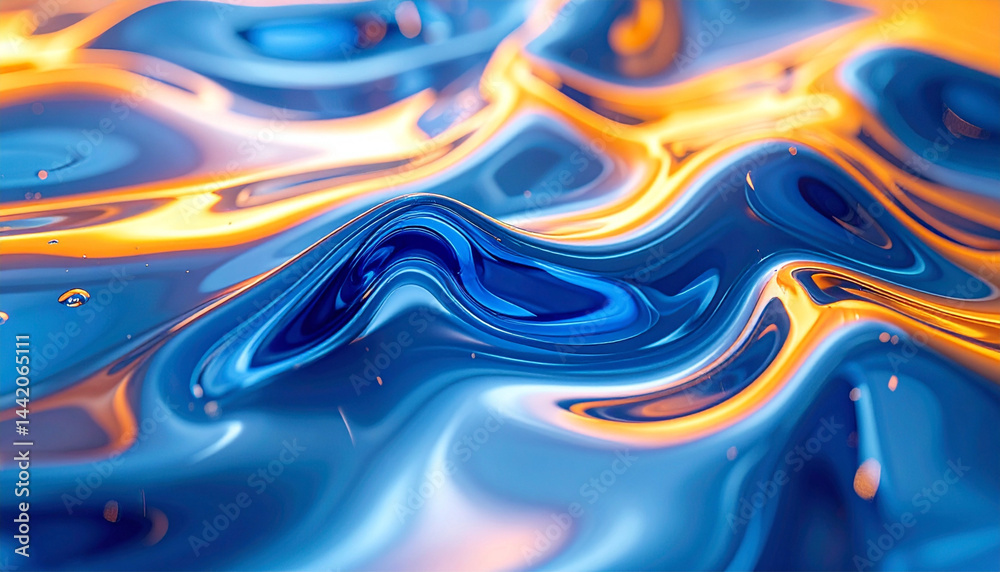 Fototapeta premium Abstract Blue and Orange Liquid Wave Texture