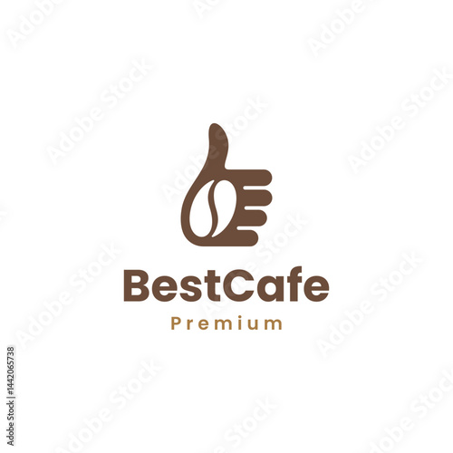 coffee bean and like logo combination. Drink and best symbol or icon. Best cafe logo concept