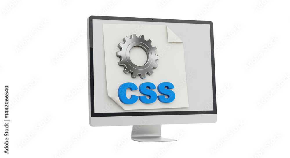 Isolated Computer Monitor Displaying a CSS File