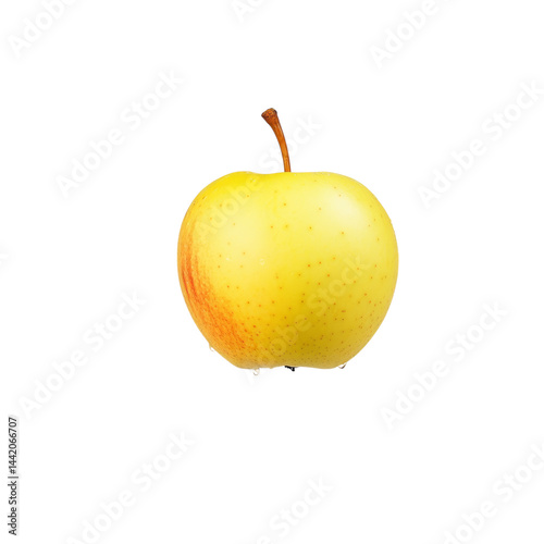 Fresh Yellow Apple Isolated on Black  with Highlights Isolated on transparent background