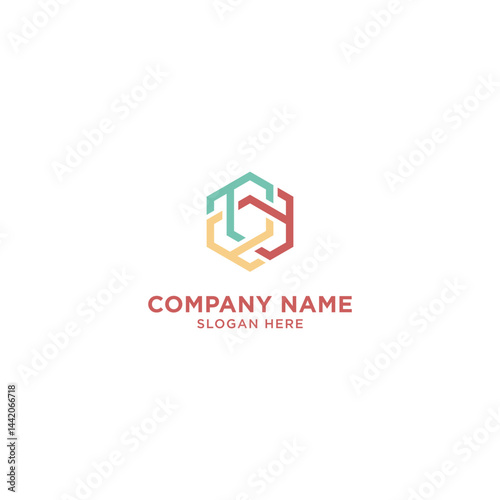 Modern Hexagon Monogram Logo with Interlocking Lines – Colorful Abstract Vector Design