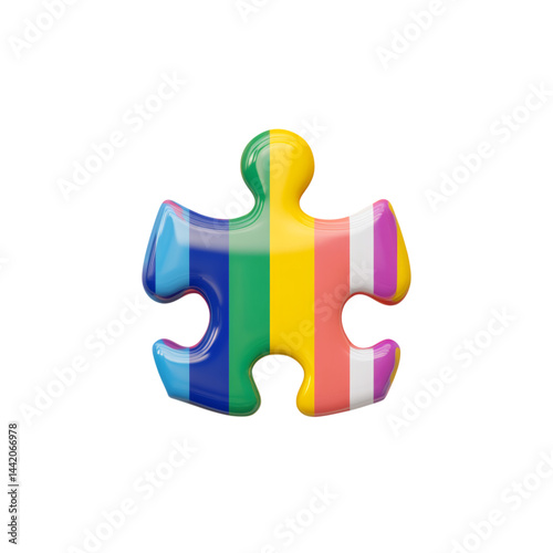 Puzzle Piece in Rainbow Colors for Creative Design Artwork Isolated on transparent background