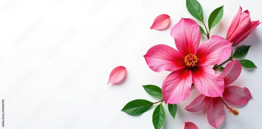 Obraz premium White background with an isolated botanical specimen, flowers, petals,