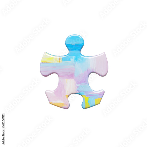 Abstract Puzzle Piece with Soft Pastel Brush Strokes Isolated on transparent background