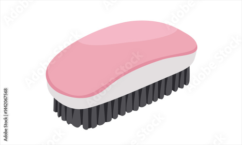 Scrub brush vector illustration in cartoon style. Cleaning brush clipart. House cleaning tool, cleaning supplies flat vector isolated on white background. Plastic product element.