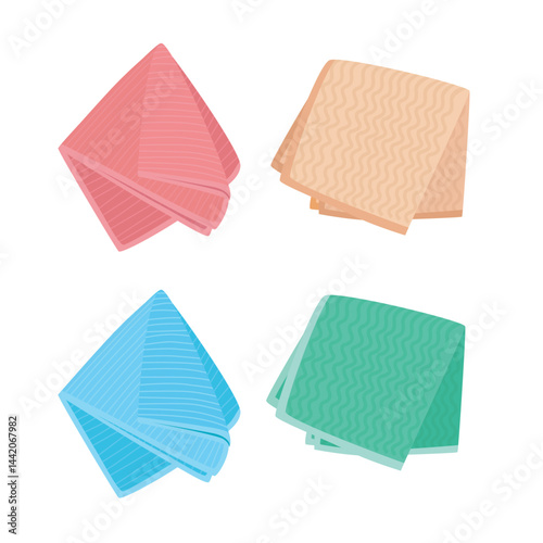 Cleaning cloth vector illustration in cartoon style. Microfiber cloth. Rag clipart. House cleaning tool, cleaning supplies flat vector isolated on white background.