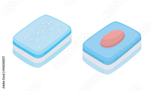 Dishwasher detergent tab vector illustration in cartoon style. Dish washing detergent tablet clipart. Cleaning supplies flat vector isolated on white background.