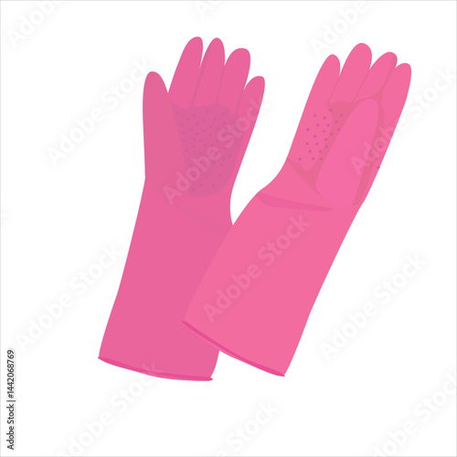 Rubber gloves vector illustration in cartoon style. Accessory to protect hand when doing housework. House cleaning tool, cleaning supplies flat vector isolated on white background.