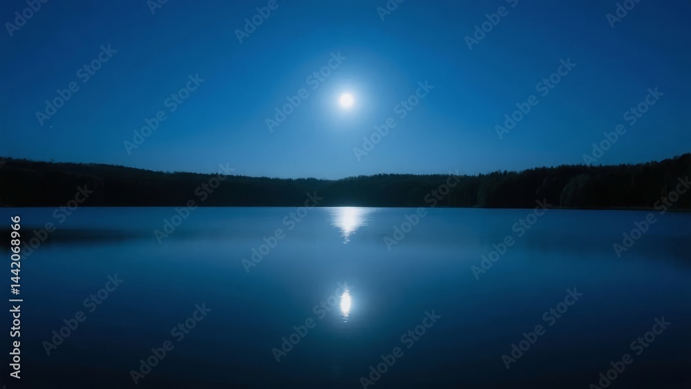 Fototapeta premium Moonlit Lake with Reflection