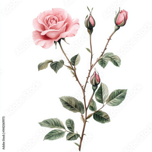 Fototapeta Naklejka Na Ścianę i Meble -  Realistic rose illustration feels romantic and tender