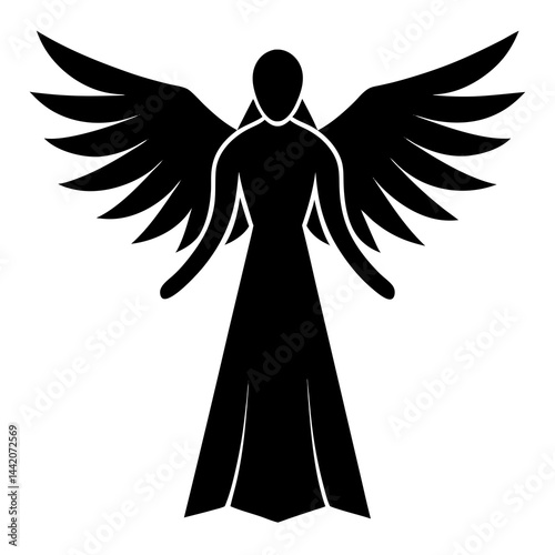 Angel vector silhouette illustration isolated on white background