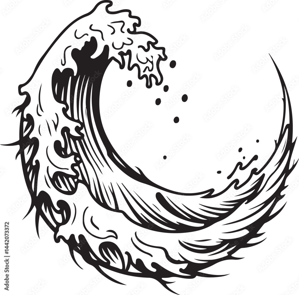 Fototapeta premium Wave Clipart Silhouette Bundle 