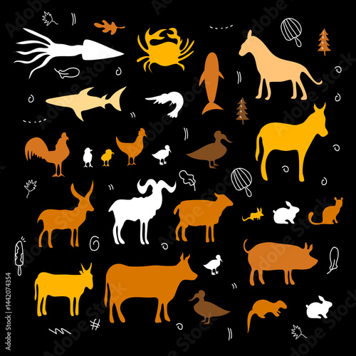 animals silhouette bundle set vector