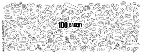 Bread and bakery doodle vector collection
