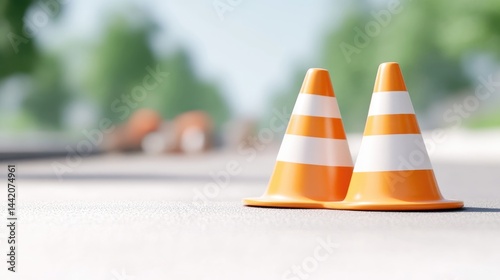 Two traffic cones on a road