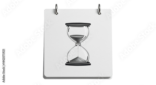Isolated Hourglass on Calendar Page Symbolizing Time