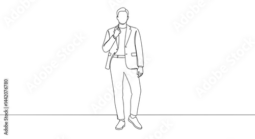 Businessman posing confidently against minimalistic background  