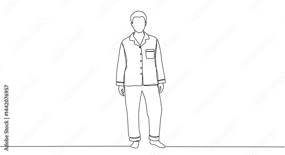 Stylish man in pajamas standing against a blank background