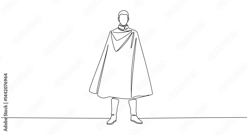 Minimalist illustration of a person wearing a cape