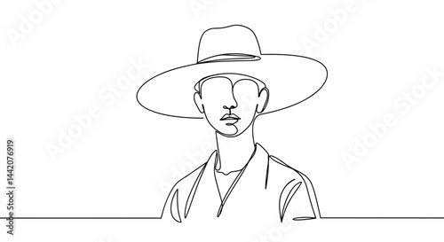 Obraz na płótnie Minimalist line drawing of a person wearing a hat w salonie