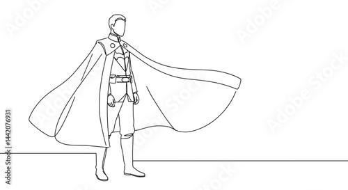 Obraz na płótnie Heroic figure standing confidently with flowing cape against minimal background w salonie