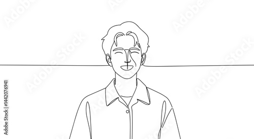 Obraz na płótnie Simple line drawing of a smiling man against a blank background w salonie