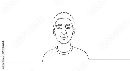 Obraz na płótnie Smiling young man in a line art style against a minimal background w salonie