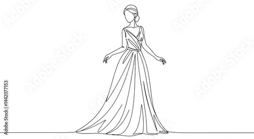 Obraz na płótnie Elegant fashion sketch of a woman in a flowing gown w salonie
