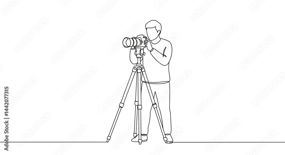 Photographer capturing moments with camera on tripod