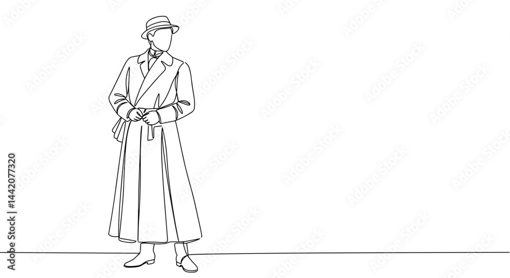 Minimalist line art character standing confidently