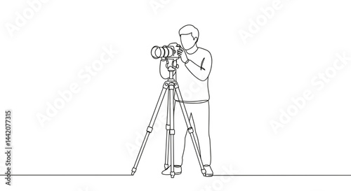 Obraz na płótnie Photographer capturing moments with camera on tripod w salonie