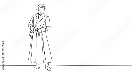 Obraz na płótnie Minimalist line art character standing confidently w salonie