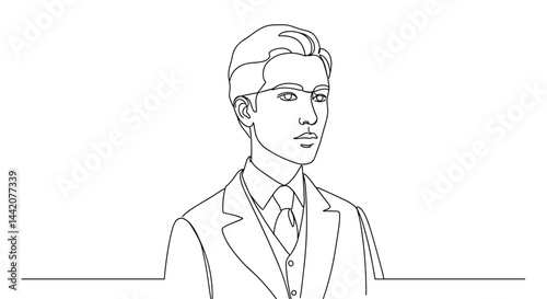 Obraz na płótnie Elegant line art portrait of a man in a suit w salonie
