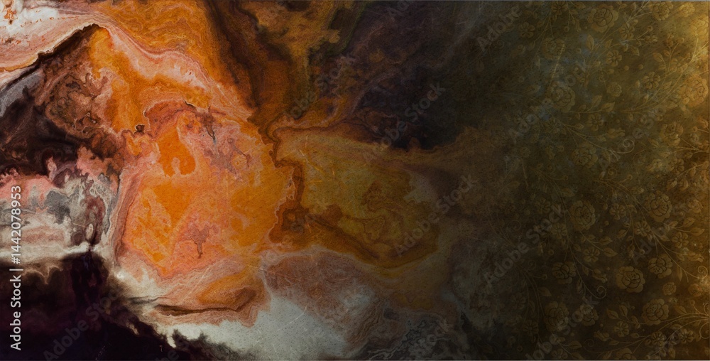 custom made wallpaper toronto digitalThe left side bursts with earthy tones burnt orange, deep maroon, beige, and gray resembling swirling volcanic or marble textures.