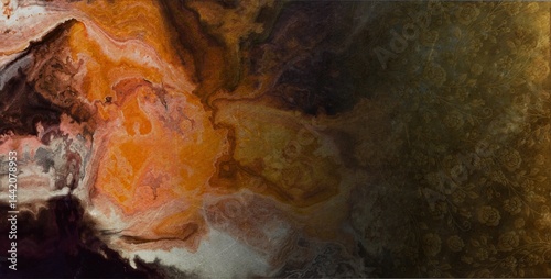 Wallpaper Mural The left side bursts with earthy tones burnt orange, deep maroon, beige, and gray resembling swirling volcanic or marble textures. Torontodigital.ca