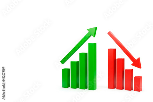Free Download Green and red charts of growth and decline. Space for text. - GFXLoad