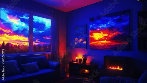 Sunset Views: Cozy Room, Evening Ambiance