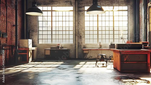 Sunlit Industrial Loft Workspace Design
