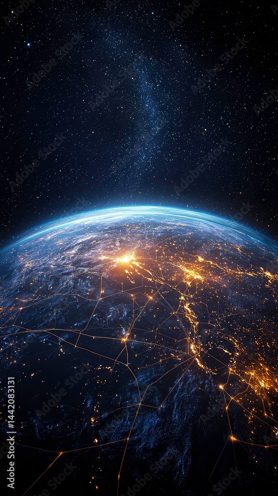 Obraz premium Earth at Night: A Celestial Perspective