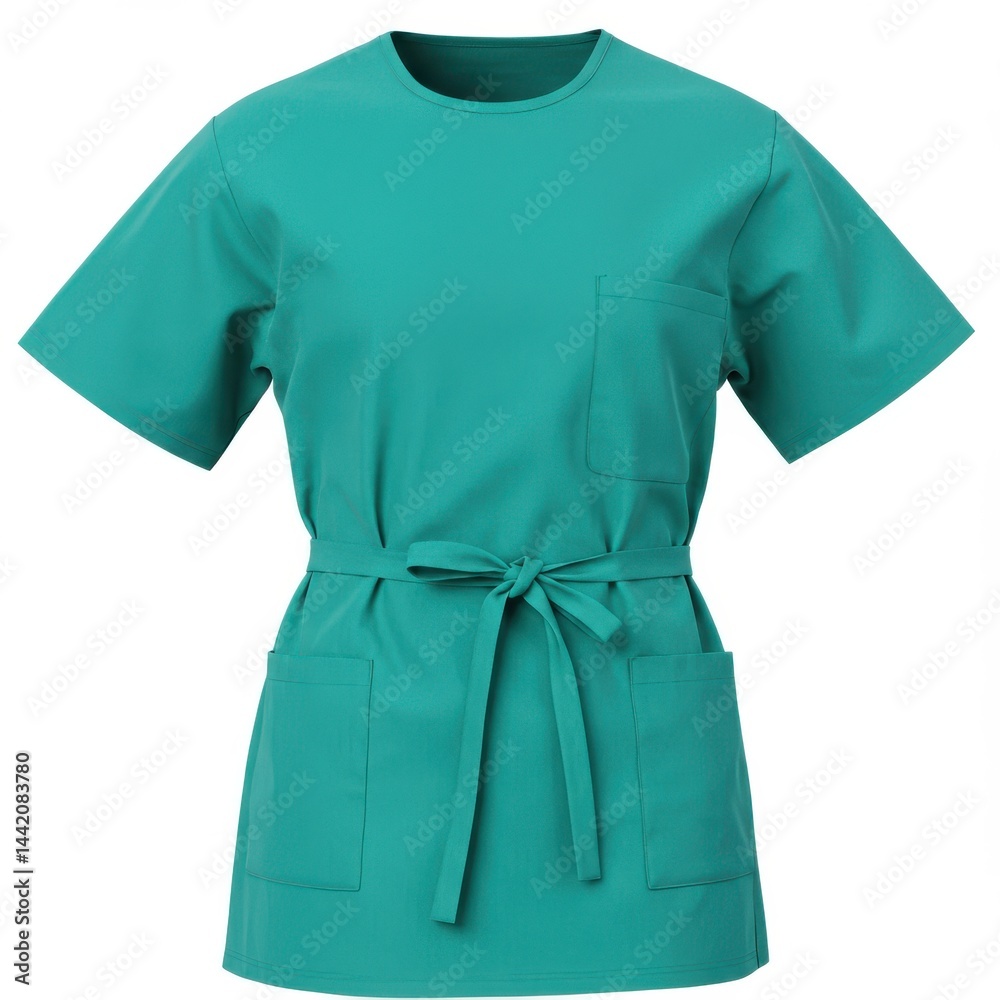 Green medical gown with tie isolate on white background Green medical gown with tie isolate on white background