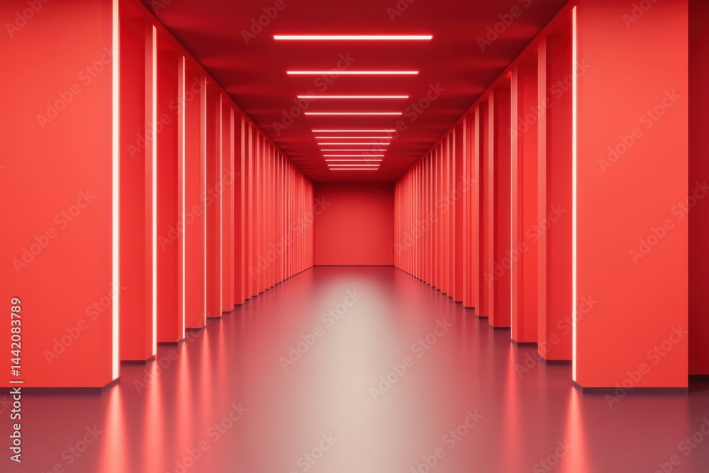 Red corridor with lights Red corridor with lights