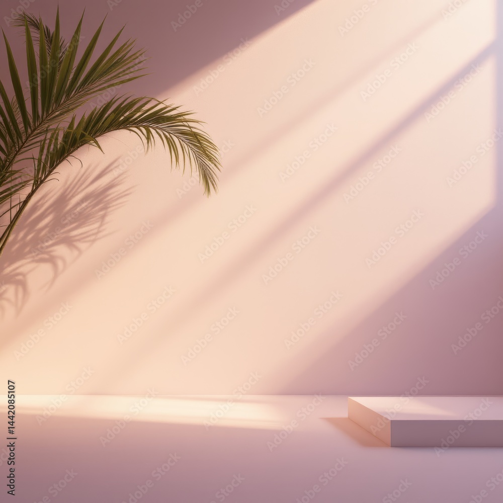 custom made wallpaper toronto digitalMinimalist Product Display with Palm Leaf Shadows