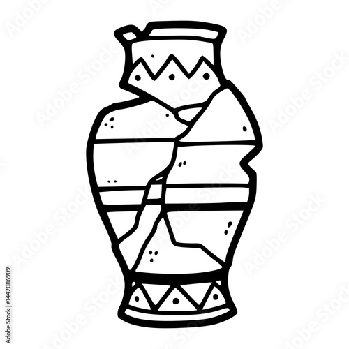 broken ancient vase outline vector